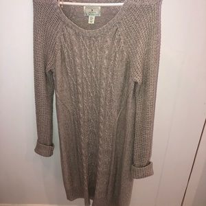 Long sleeve oatmeal sweater dress.